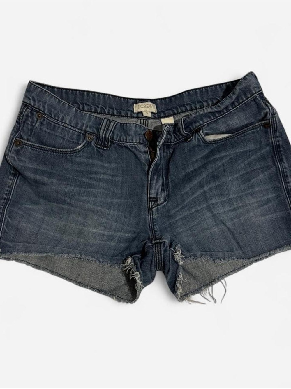 J. Crew Women's Dark Blue Frayed Denim Cutoff Shorts
